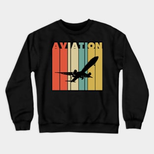 Colorful plane with aviation text and lines Crewneck Sweatshirt